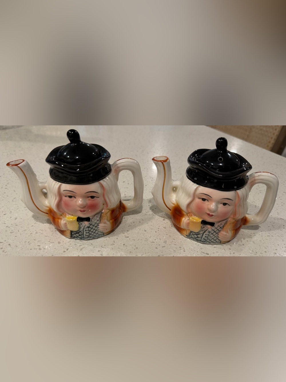 Vintage A. Salco miniature Toby novelty teapots